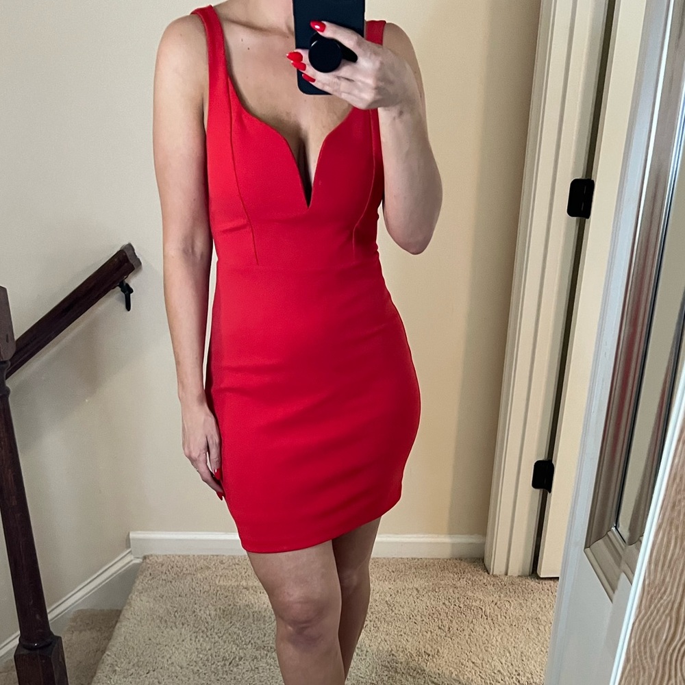 Express Bright red dress size 4. Never worn.